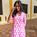 Elegant Pink Floral Printed Cotton Kurti – Soft & Stylish Everyday Wear